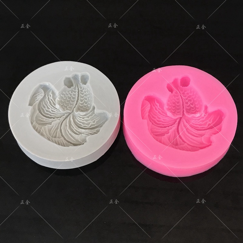 diy烘焙 新品金鱼 锦鲤鱼硅胶翻糖模 杯子蛋糕装饰模具 烘焙工具