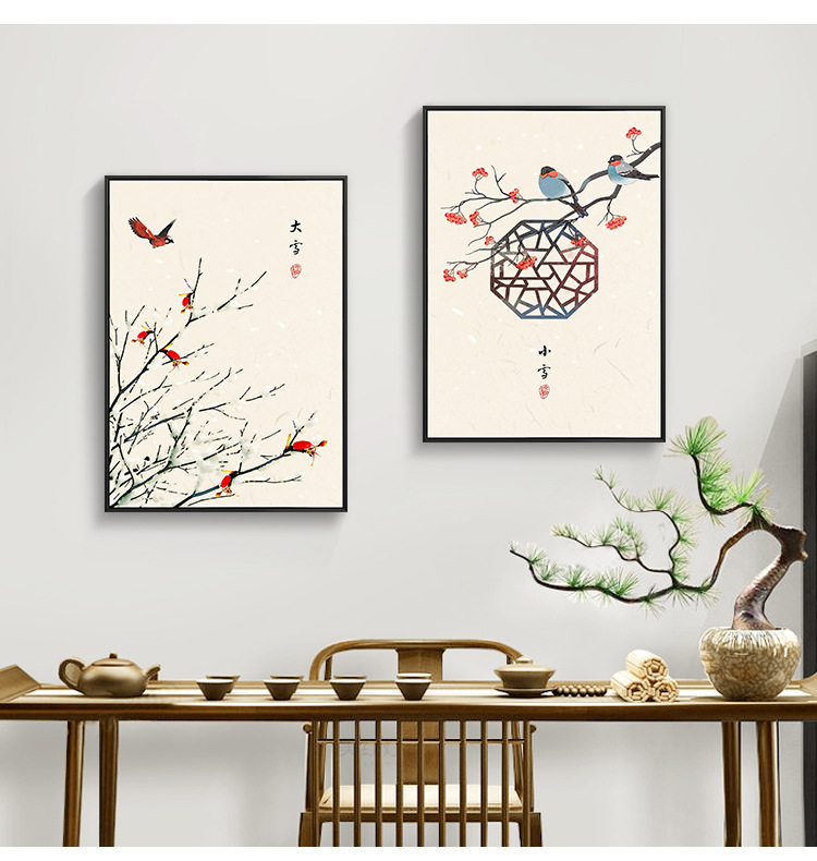 装饰画古风中国风现代餐厅新中式客厅墙画24节气酒店配画一件代发