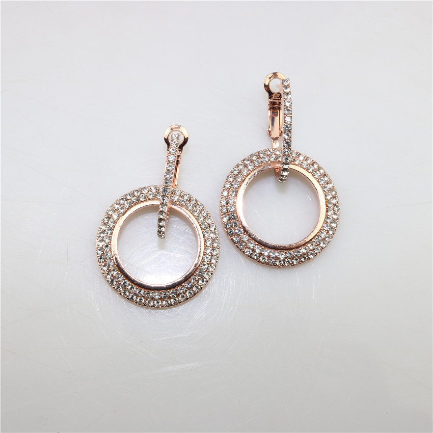 Foreign Trade Hot Sale in Europe and America Rhinestone Circle Earrings Temperamental Personalized and All-Match Popular Eardrop