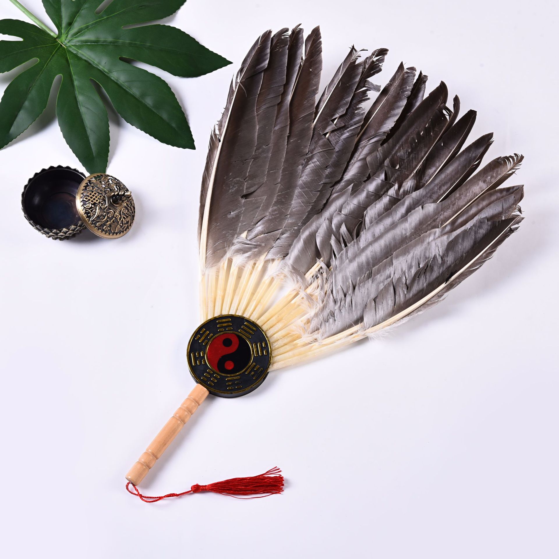 旅游工艺品批发 工艺扇 竹木工艺品带福字孔明扇 诸葛亮道具扇子