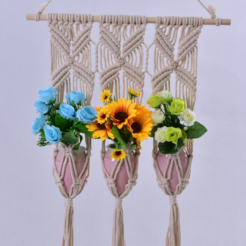 Factory Tapestry Net Pocket Hanging Pocket Flowerpot Decoration Hanging Wall Hanging Cotton String Woven Pocket