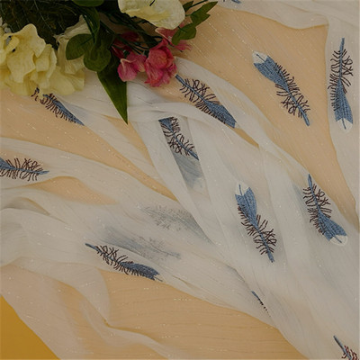 羽毛绣花 金丝雪纺刺绣 童装女装经典绣花