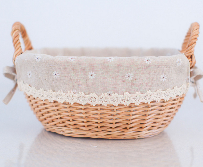 Fresh Wicker Small Basket Desktop Sundries Storage Basket Dried Flower Inserting Flower Basket Wicker Bathroom Storage Basket