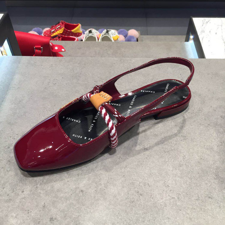 2018新品方头绳结玛丽珍小ck女鞋甜美平低跟女凉鞋ck1-70380658