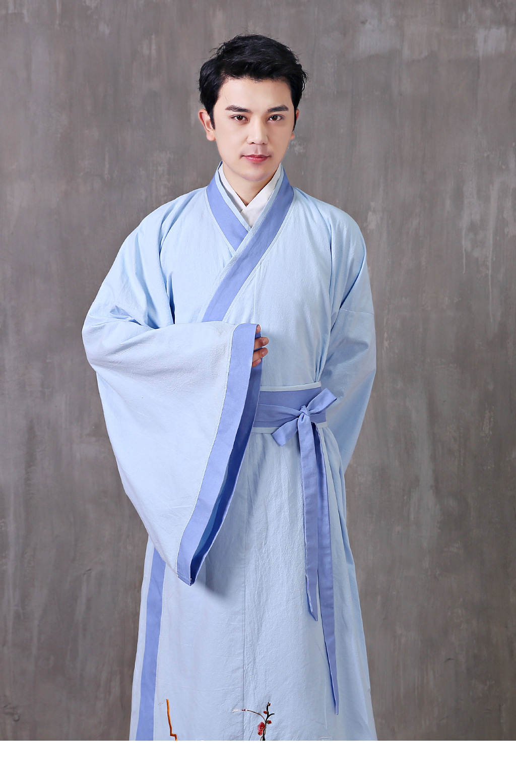 国风传统天丝棉直裰男士古装汉服秀才书生民族服饰