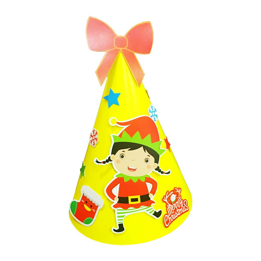 diy圣诞帽纸质粘贴画幼儿园圣诞节活动道具礼物帽手工制作材料包