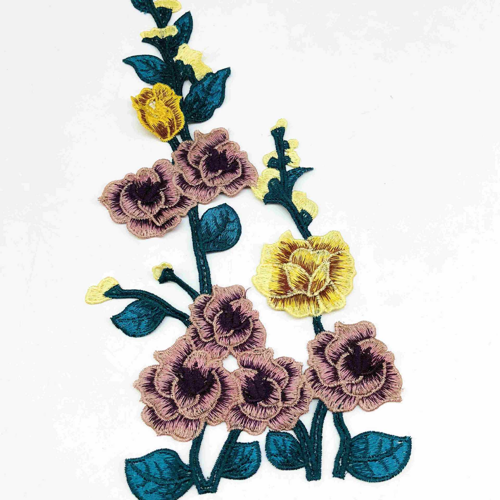 棉线水溶绣花牛仔服旗袍古典戏装辅料刺绣布贴补丁贴缝制diy朵花