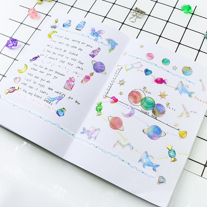 Korean Dream Epoxy Crystal Sticker Gilding Transparent Three-Dimensional Decoration Notebook Mobile Phone Sticker Material Journal Stickers