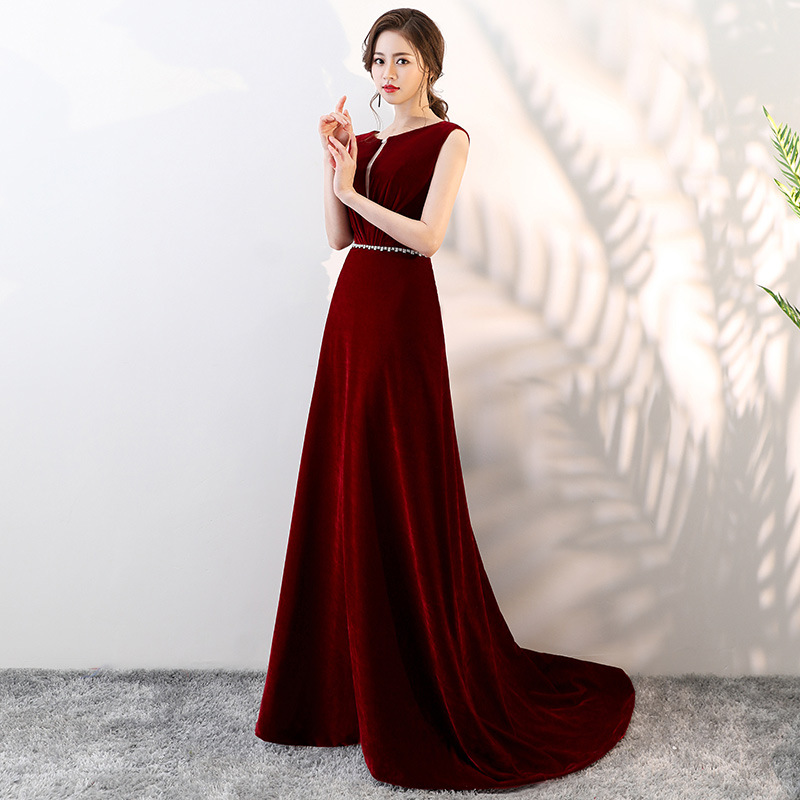 晚礼服女2019春夏新款端庄大气宴会年会主持人礼服裙时尚长款显瘦