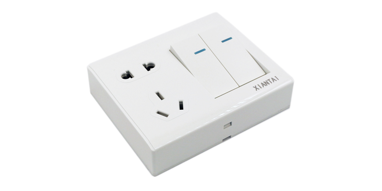 仙泰m5款家用明装新款 86型二开五孔双控 家用双联5孔带墙壁插座