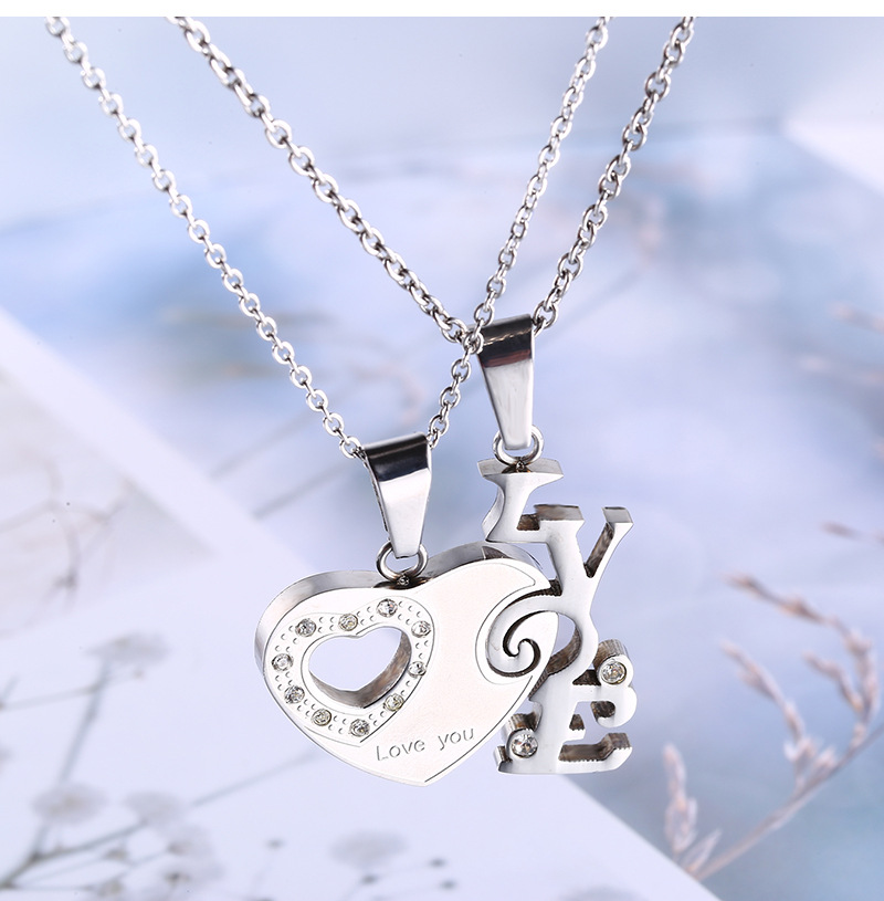 love爱心时尚潮男女生项链韩版时尚个性浪漫情侣一对项链挂坠饰品