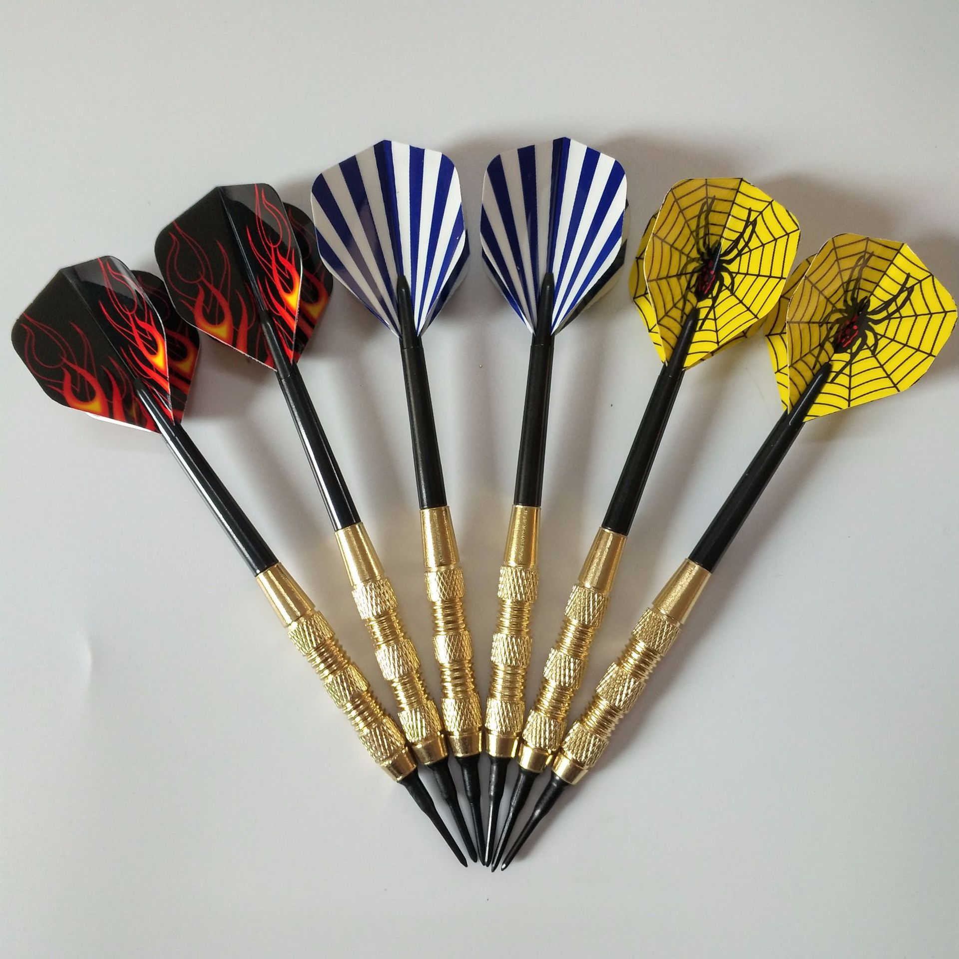 现货18g镀铜电子飞镖塑胶头安全软飞镖金银色两种18支一套 36个头