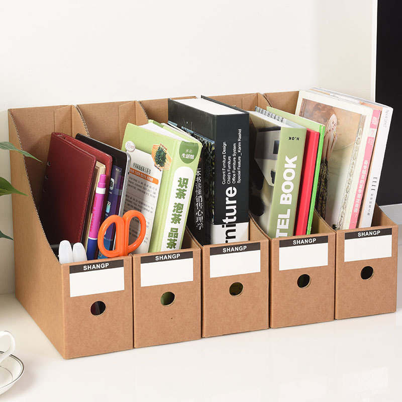 Office Supplies File Box Storage File Shelf Magazine Binder Frame Kraft Paper Desktop Storage Box File Cabinet Wholesale