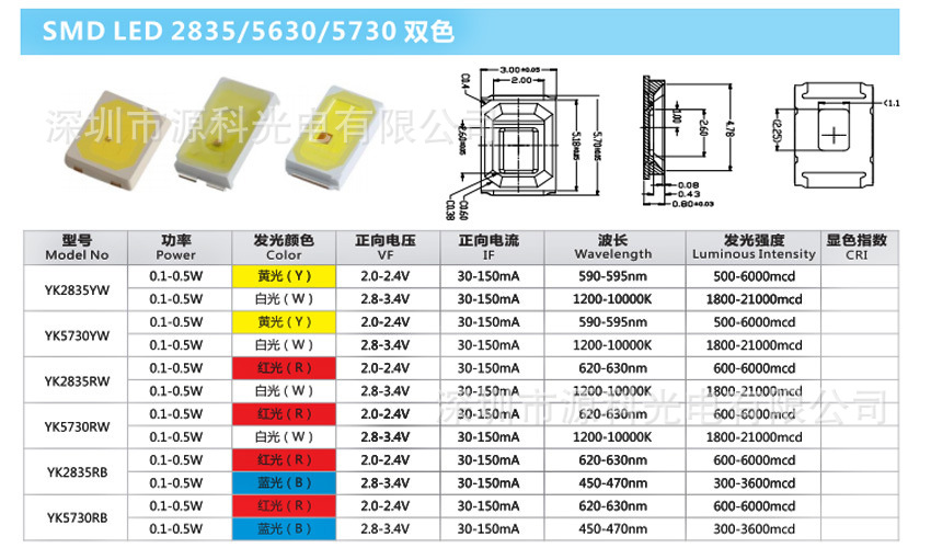 5730贴片led灯珠参数图片