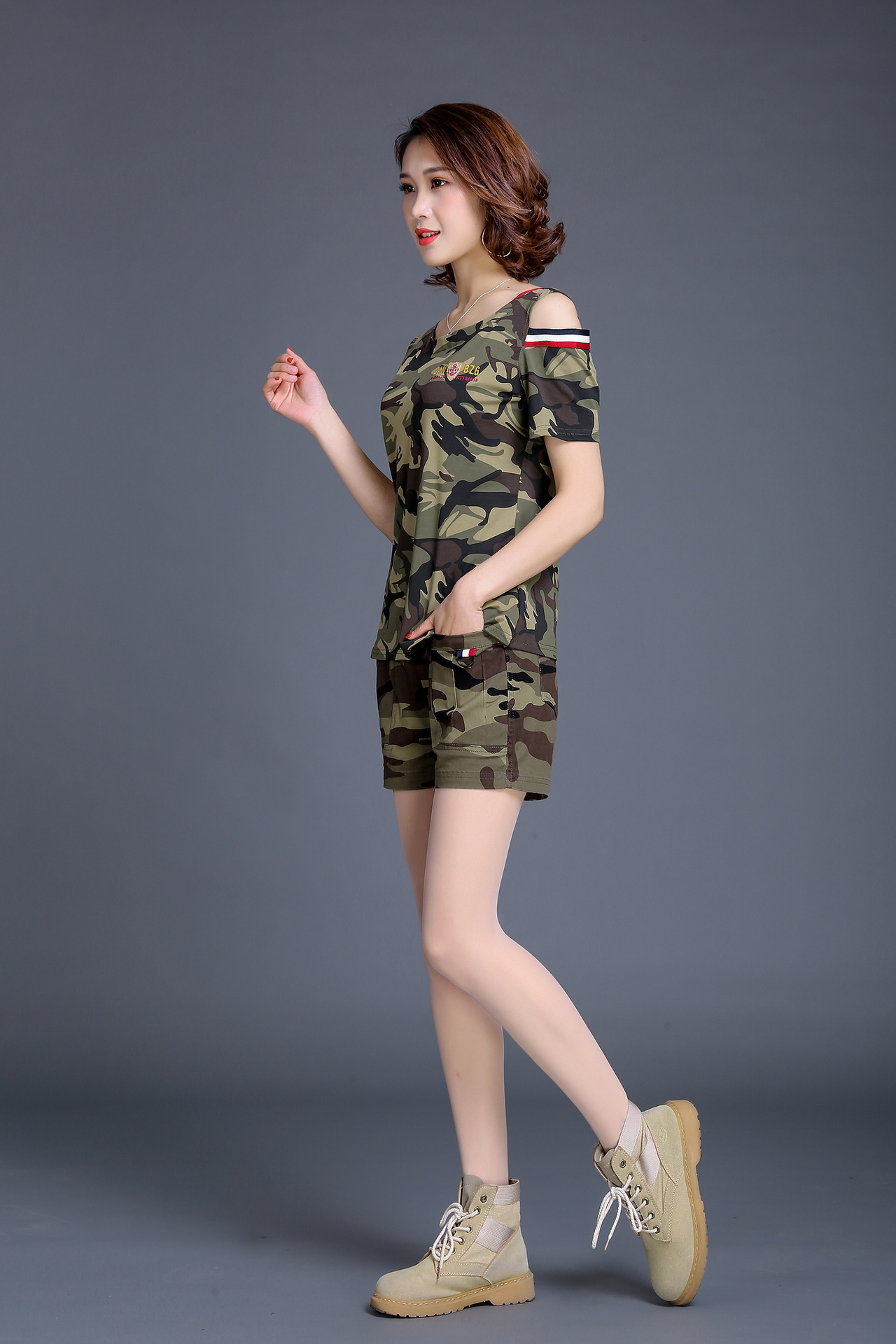 水兵舞迷彩圆领短袖女士新品 户外军迷特种兵迷彩服t恤女夏代发