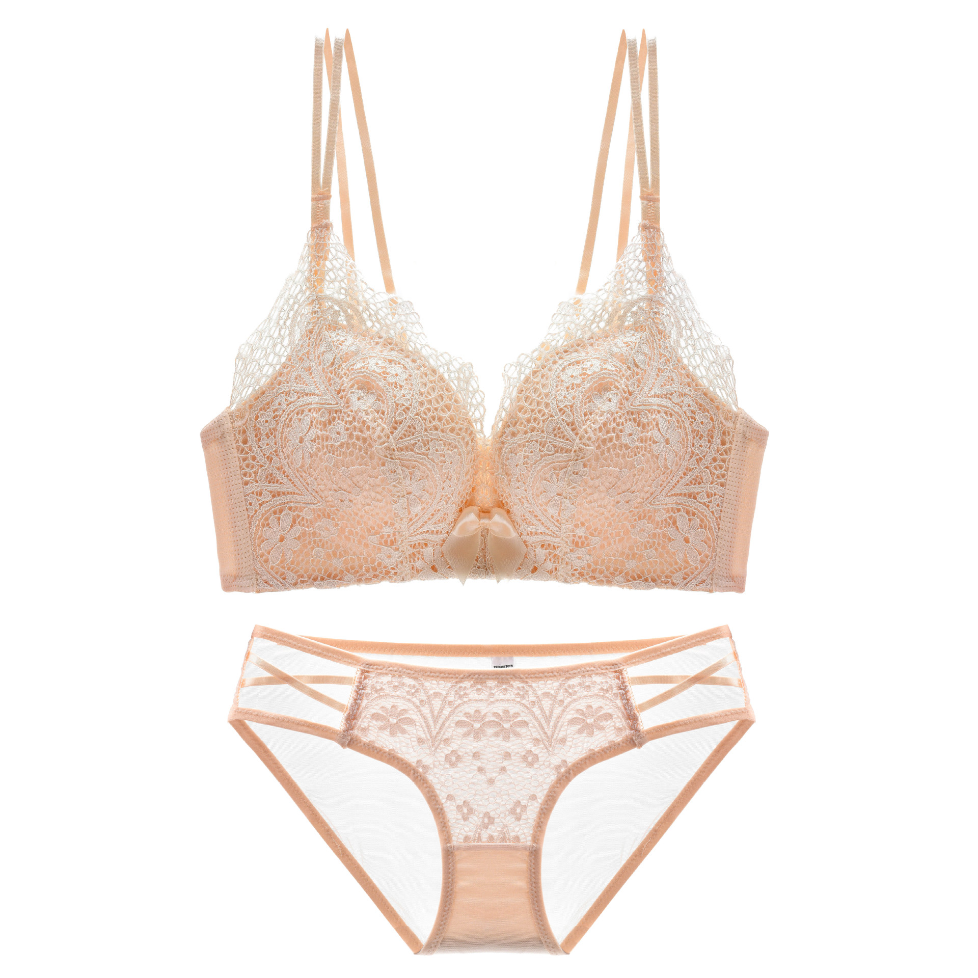 蕾丝前扣美背内衣女无钢圈交叉性感小胸加厚露背聚拢女士文胸批发