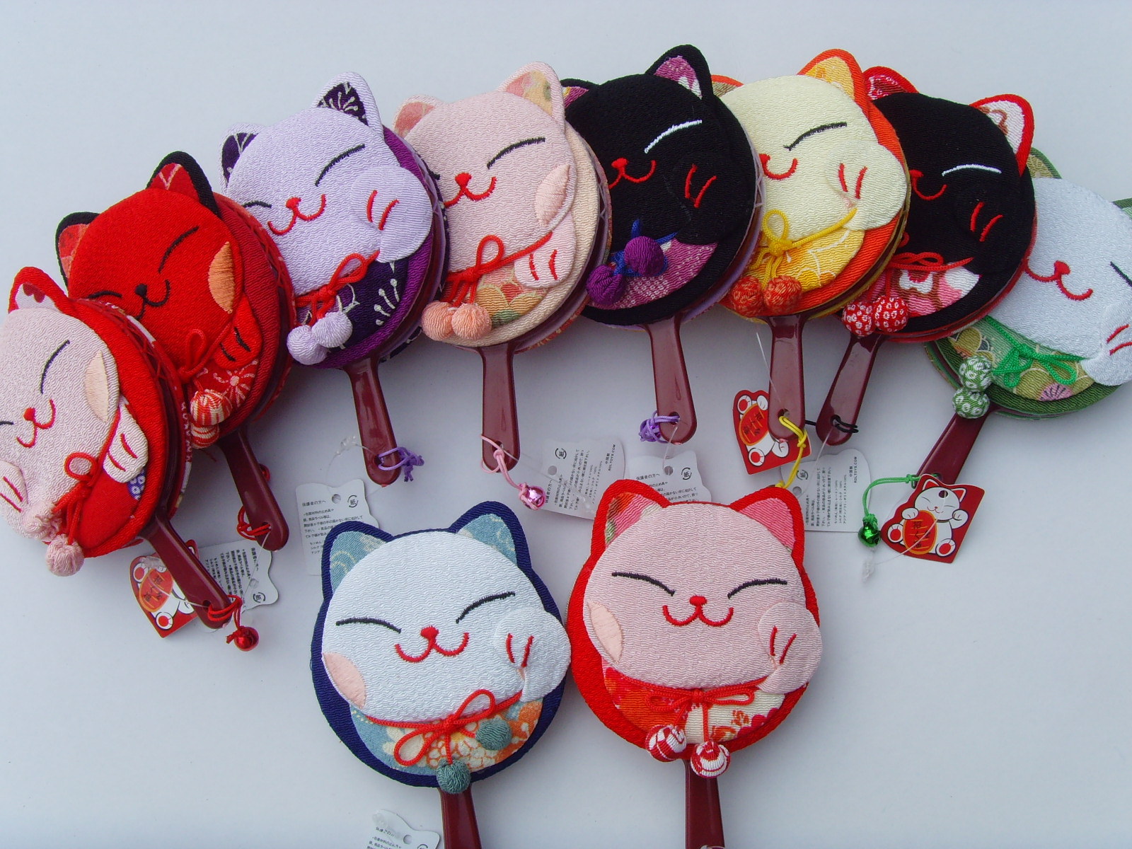 可挑选色 批发日本招喜屋和风招财猫 化妆镜 卡通单猫镜子/手柄镜