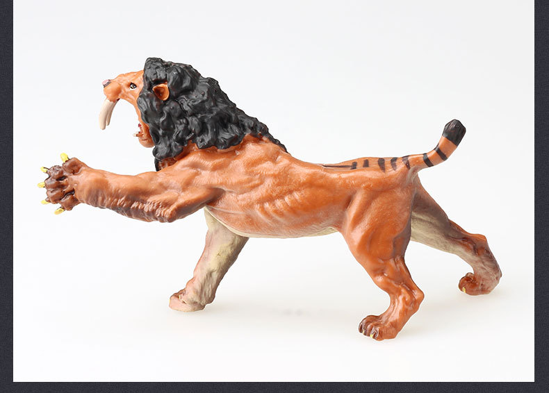 正版跨境精品仿真动物模型 剑齿狮 实心狮子塑胶玩具儿童早教手办