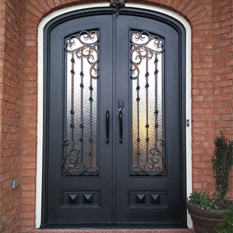 佛山工厂个性成品铁艺门别墅豪华欧式铁艺大门防蚊金刚网出口欧美
