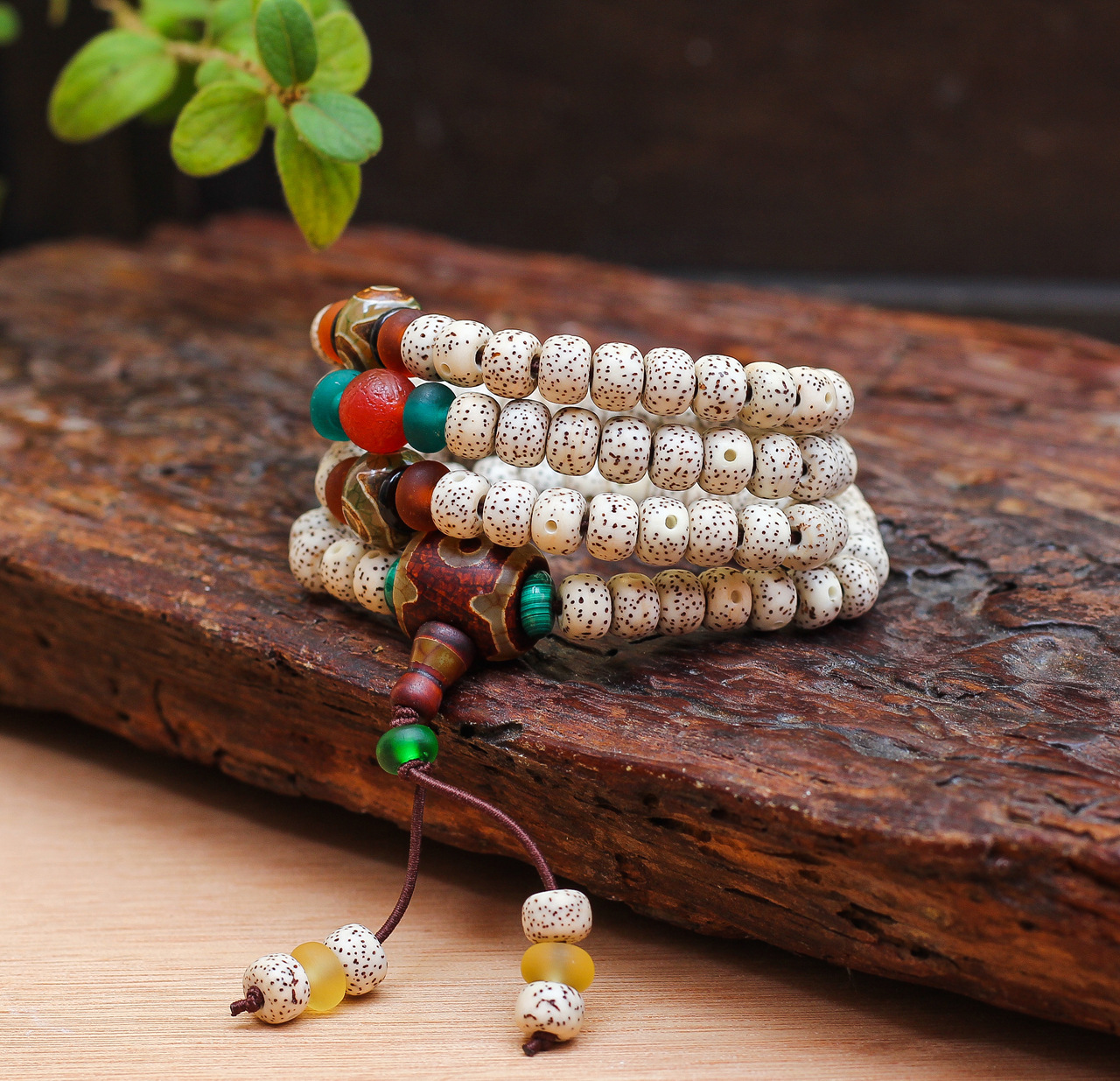 星月菩提子108颗佛珠手串 正月 配天眼玛瑙菩提子佛珠手链