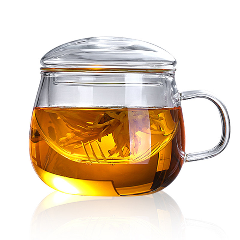 glass cup Glass Tea Cup Thickened Transparent Tea with Lid Glass Tea Cup Heat-Resistant High Borosilicate Glasses Scented Tea Cup Office Cup