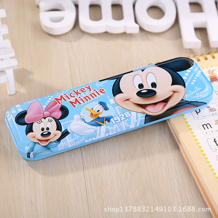 Elementary School Student Creative Cartoon Single Layer Tin Pencil Case Elementary School Student Learning Stationery