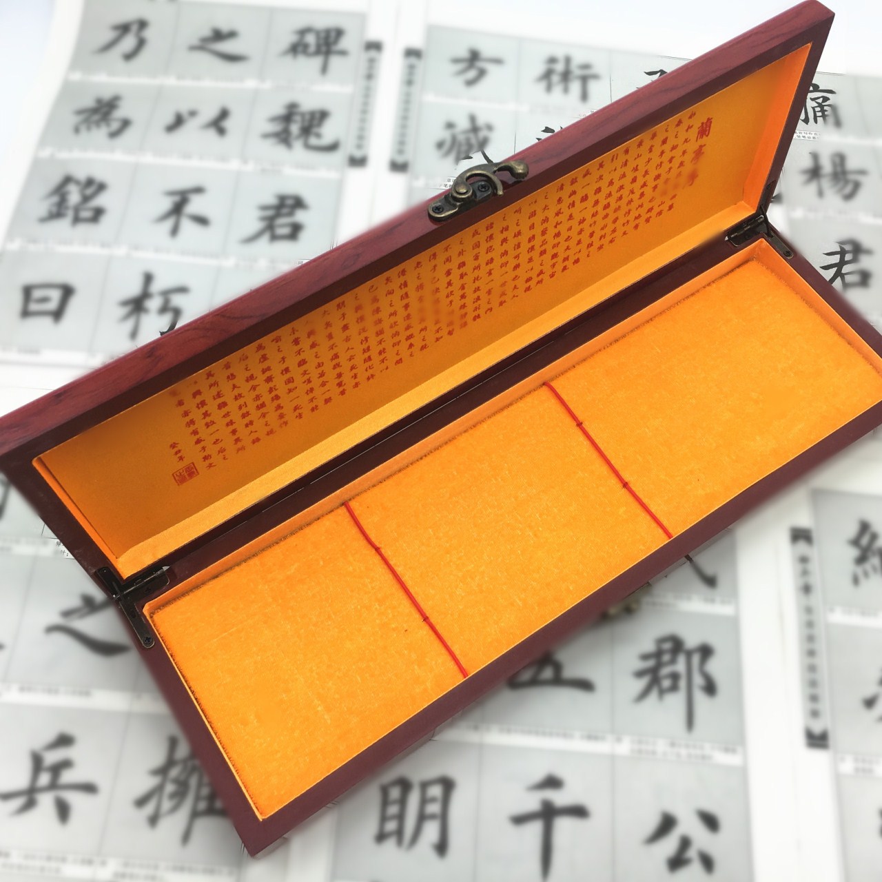 厂家直销 木质毛笔盒三支装 高档烤漆镂空实木盒 文房四宝定制