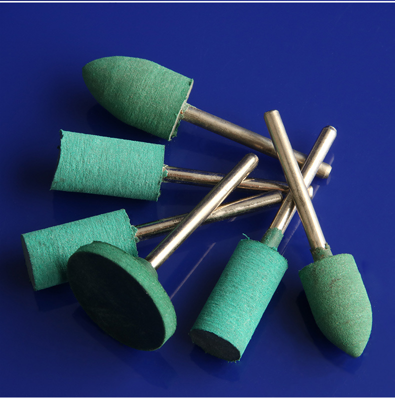 朴立橡胶磨头3mm柄金属抛光头气动打磨头吊磨机橡皮风磨头海绵轮