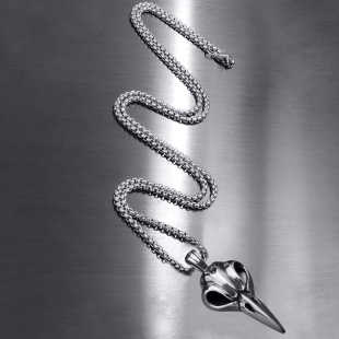 亚马逊/速卖通饰品货源 男款火烈鸟骨头钛钢吊坠 远古化石系项链