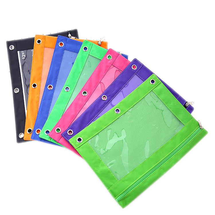 Le Cai Three-Hole Large Capacity Pencil Case B5 Stationery Case Support Cross-Border File Bag PVC Three-Hole Pencil Case