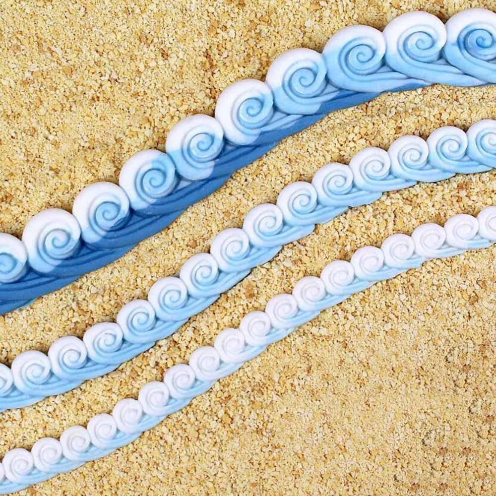 海浪浪花翻糖硅胶模具,diy软陶黏土巧克力造型工具j150