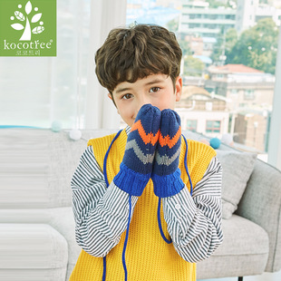 韩国kk树儿童手套保暖五指加厚男童女童滑雪手套冬季小孩宝宝冬天