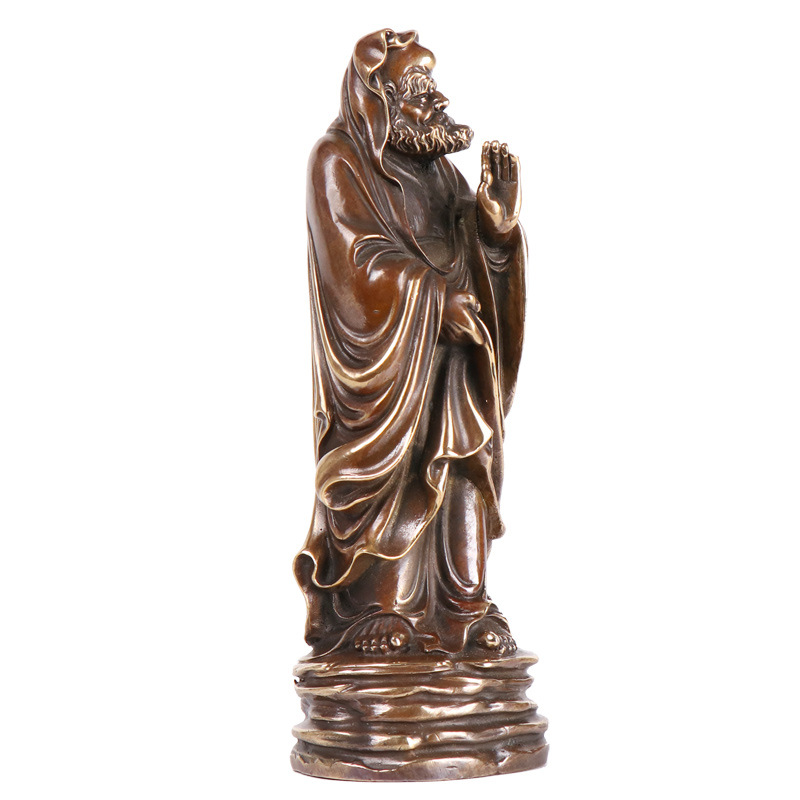 杨铜记 仿古色纯铜达摩摆件 创意家用达摩祖师铜像 佛教佛具用品