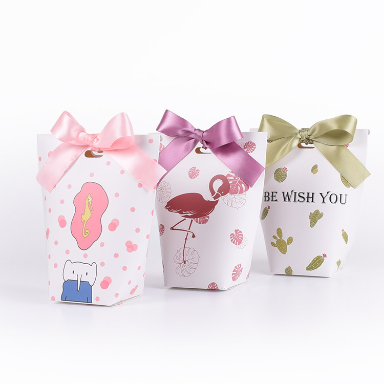 糖果色火烈鸟折叠糖果纸盒现货手拿精美彩盒小礼品包装丝巾纸盒子