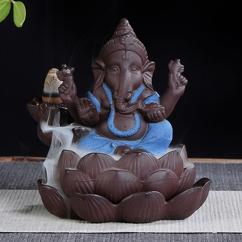 东南亚象神迦尼萨泰国印度佛教跨境象头神佛像紫砂莲花高山流水