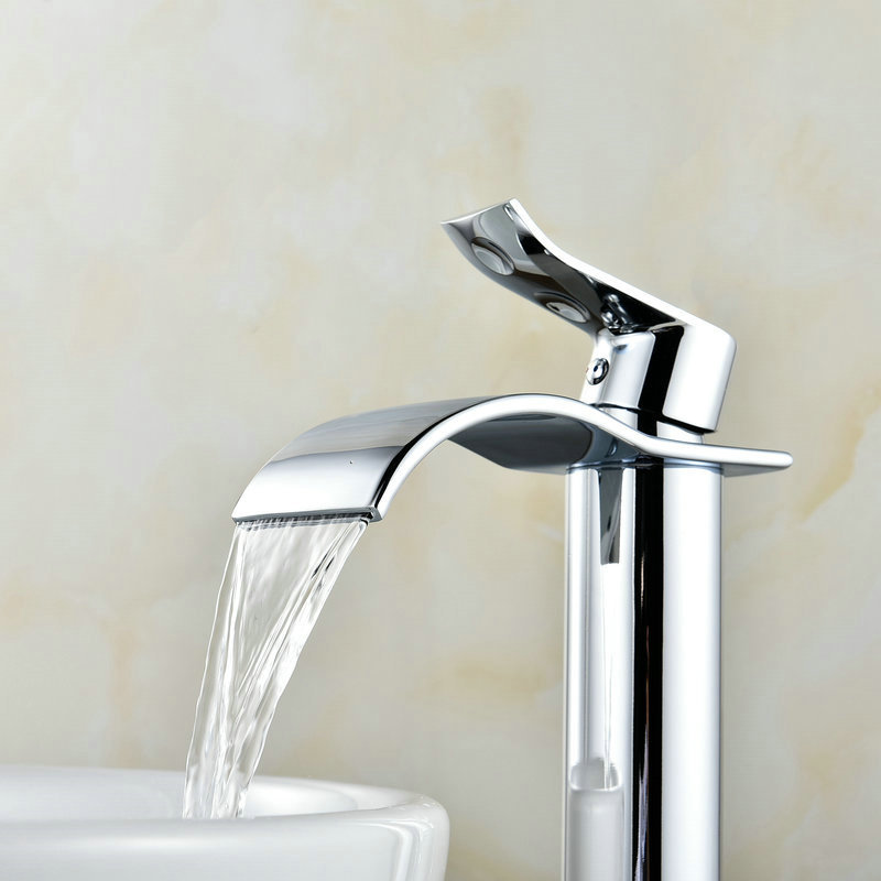 厂家批发银白色仿古水龙头 加高台上盆龙头冷热混水龙头