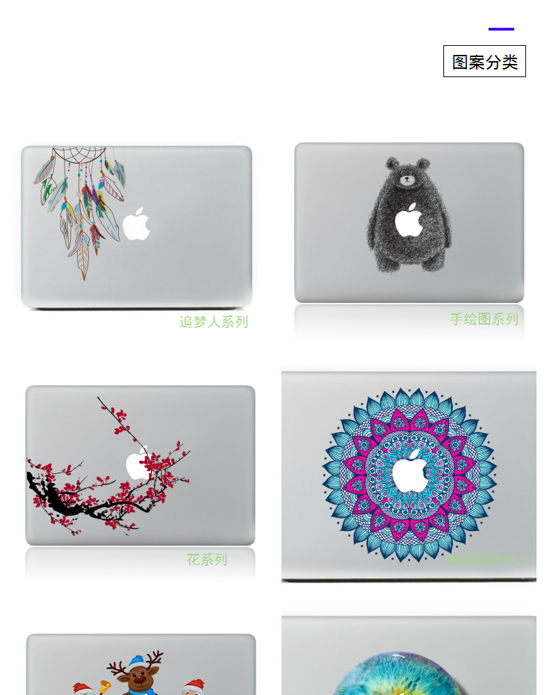 适用macbook air retina电脑贴膜苹果笔记本贴个性炫彩局部贴