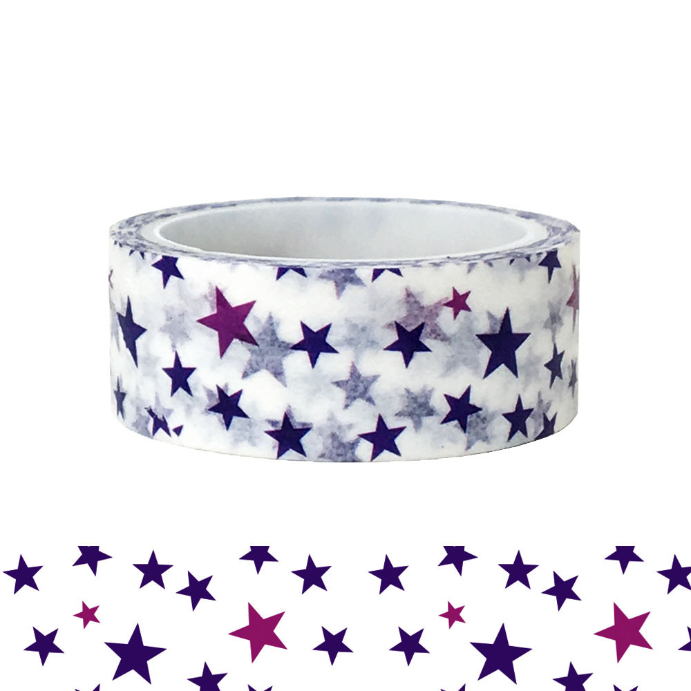 蓝紫色浪漫活泼小星星儿童益智diy装饰文具手帐和纸胶带