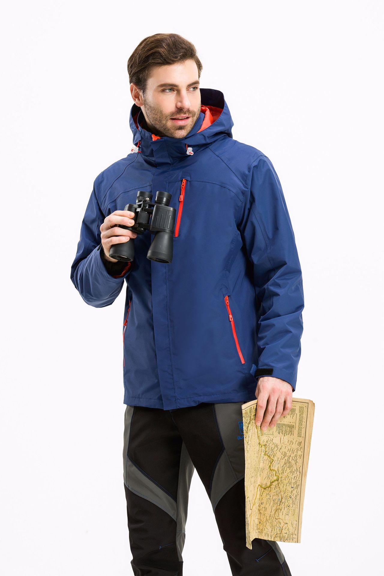 跨境专供速卖通亚马ebay三合一两件套碳纤维发热冲锋衣男女登山服