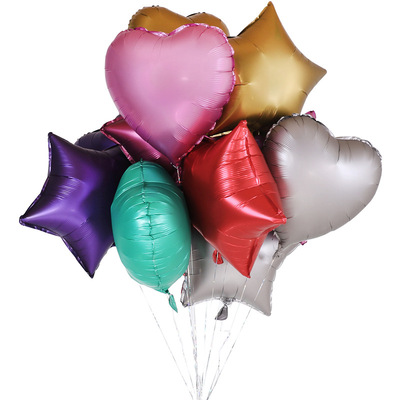 18寸金属色五角星 爱心铝膜气球磨砂金属铝膜气球 婚庆派对装饰