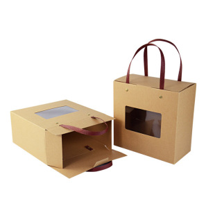 礼品盒包装 牛皮纸盒现货印刷 手提复古干货特产环保纸盒子批发