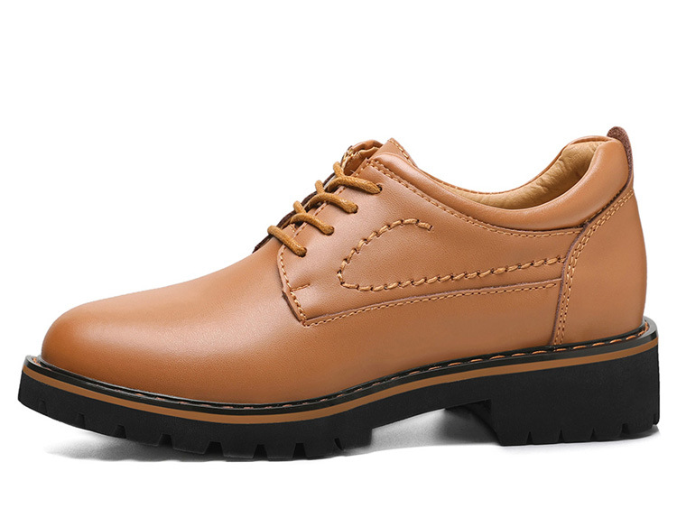 2018春季新款系带欧美英伦风小皮鞋圆头中跟单鞋女粗跟真皮平底鞋