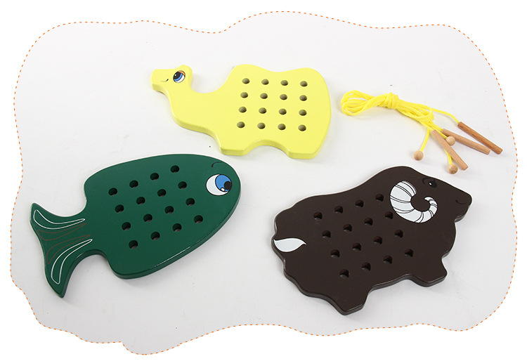 蒙台梭利蒙氏穿线板动物串线板早教教具专业版宝宝儿童益智玩具