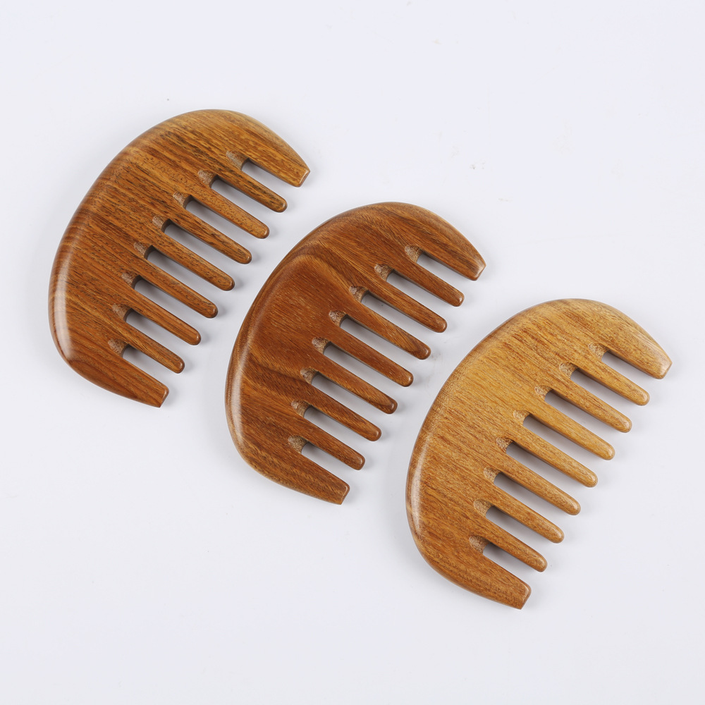 厂家批发木质宽齿檀木梳子粗齿经络穴位按摩梳小号掌心木梳批发