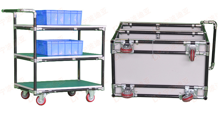 无尘车间移动柔性物料架带轮货架手推车防静电线棒精益管周转车