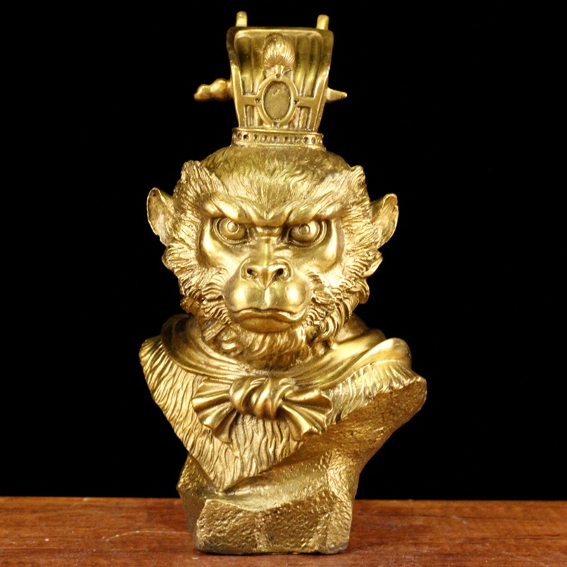 纯黄铜孙悟空摆件铜孙悟空头像铜猴家居装饰工艺品礼品
