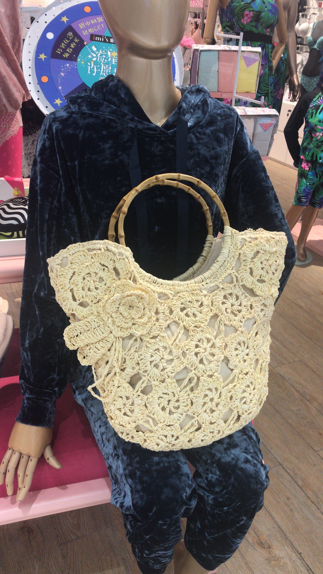 草编包 纸绳钩针手提包 镂空编织工艺包沙滩休闲女包 斜跨女包