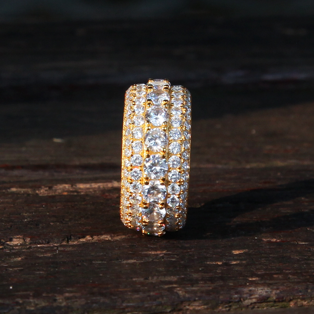 欧美男士高档s925银戒指满镶锆石戒指hiphop纯银大指环防氧化保色