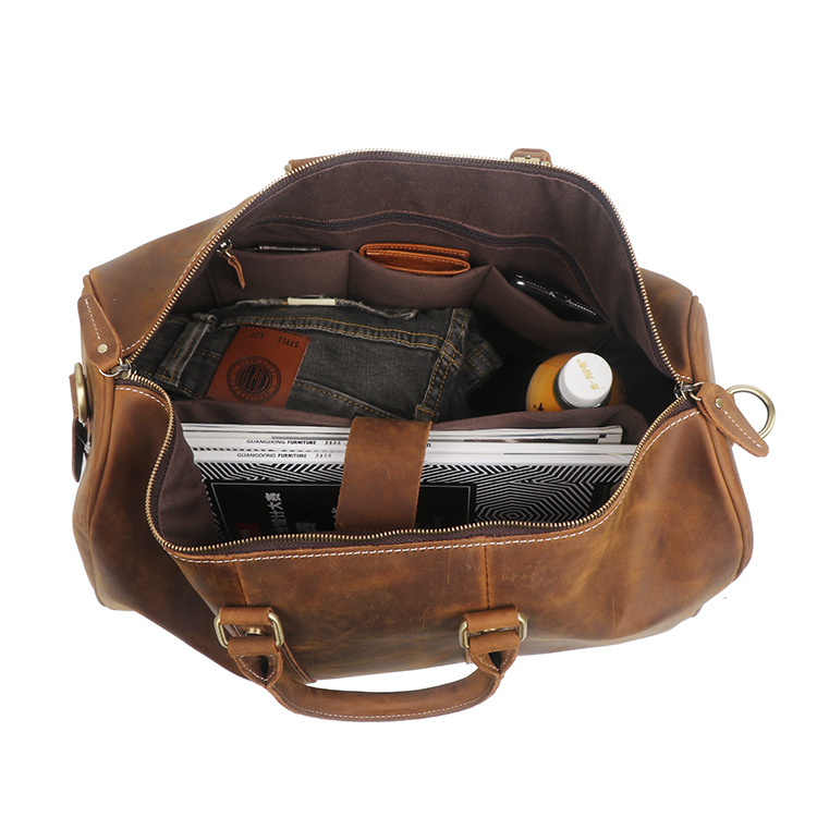 New Men's Leather Handbag Cowhide Travel Bag Men's Large Capacity Fitness Bag Luggage Bag Shoulder Messenger Bag