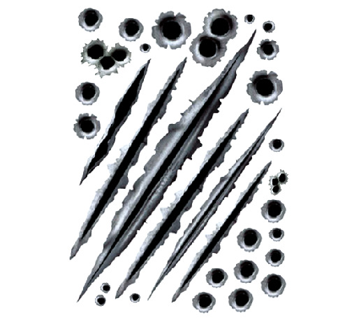 跨境仿真弹孔划痕遮挡装饰车贴裂痕改装3d创意个性汽车贴纸防水贴